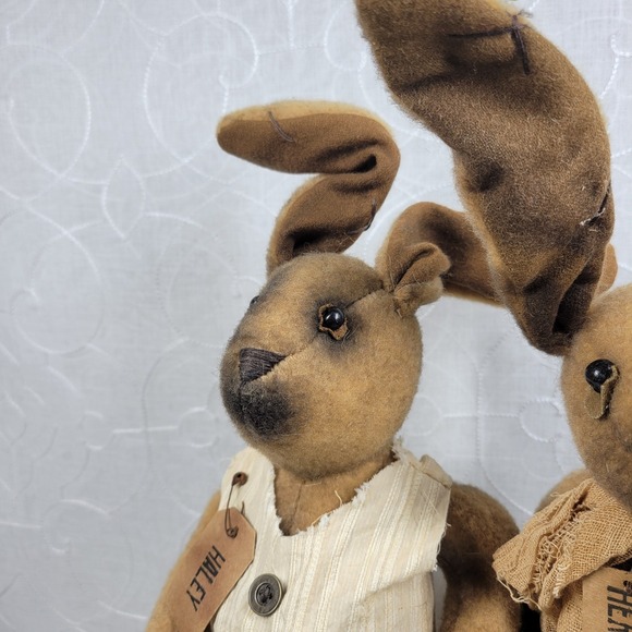 Honey and Me Herbert Haley Bunny Rabbits Folk Art Primitive Easter Spring Decor - Picture 10 of 16